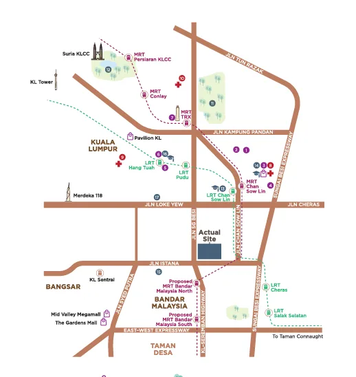 Aricia Residences This is a location map showing the location of Aricia Residences in Sungai Besi, Kuala Lumpur, and its proximity to various landmarks, MRT/LRT stations, and highways. in Sungai Besi, Freehold property development, location-map