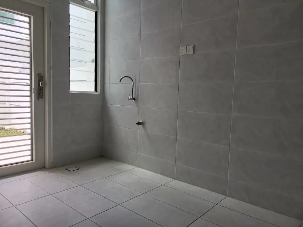 KSL Mutiara Bestari Taman Nusa Bestari Image shows a utility area with a tap, tiled walls and floor, a window and a door. in Skudai, Freehold property development, photo